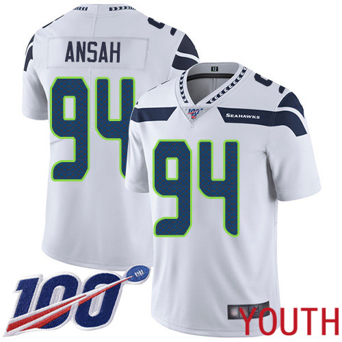 Seattle Seahawks Limited White Youth Ezekiel Ansah Road Jersey NFL Football 94 100th Season Vapor Untouchable